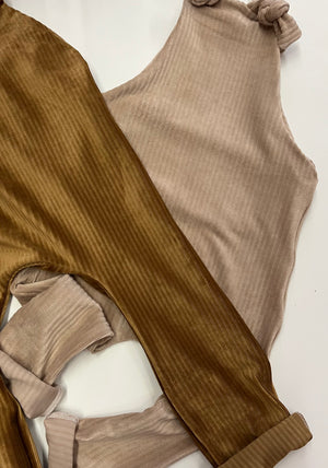 Corduroy Knotted Pant Romper