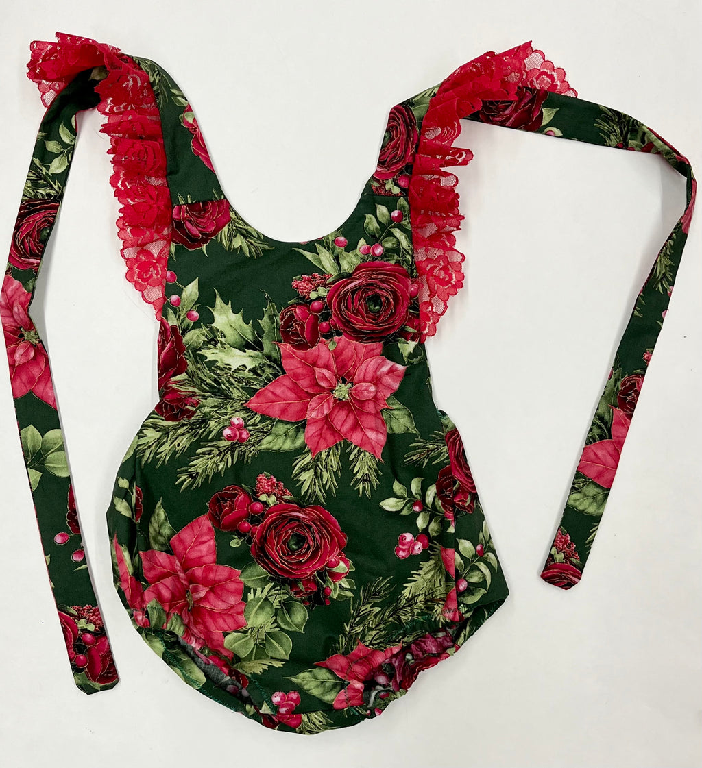 Christmas Floral Ruffle Romper