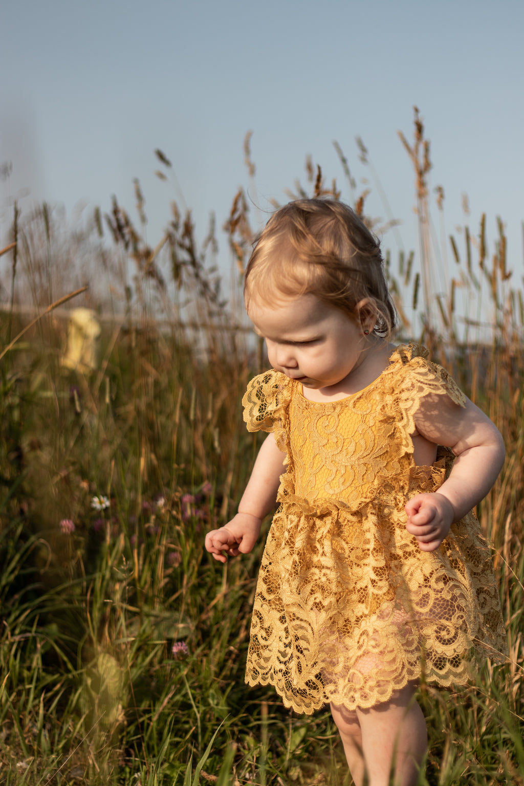 Gold Lace Skirted Ruffle Romper