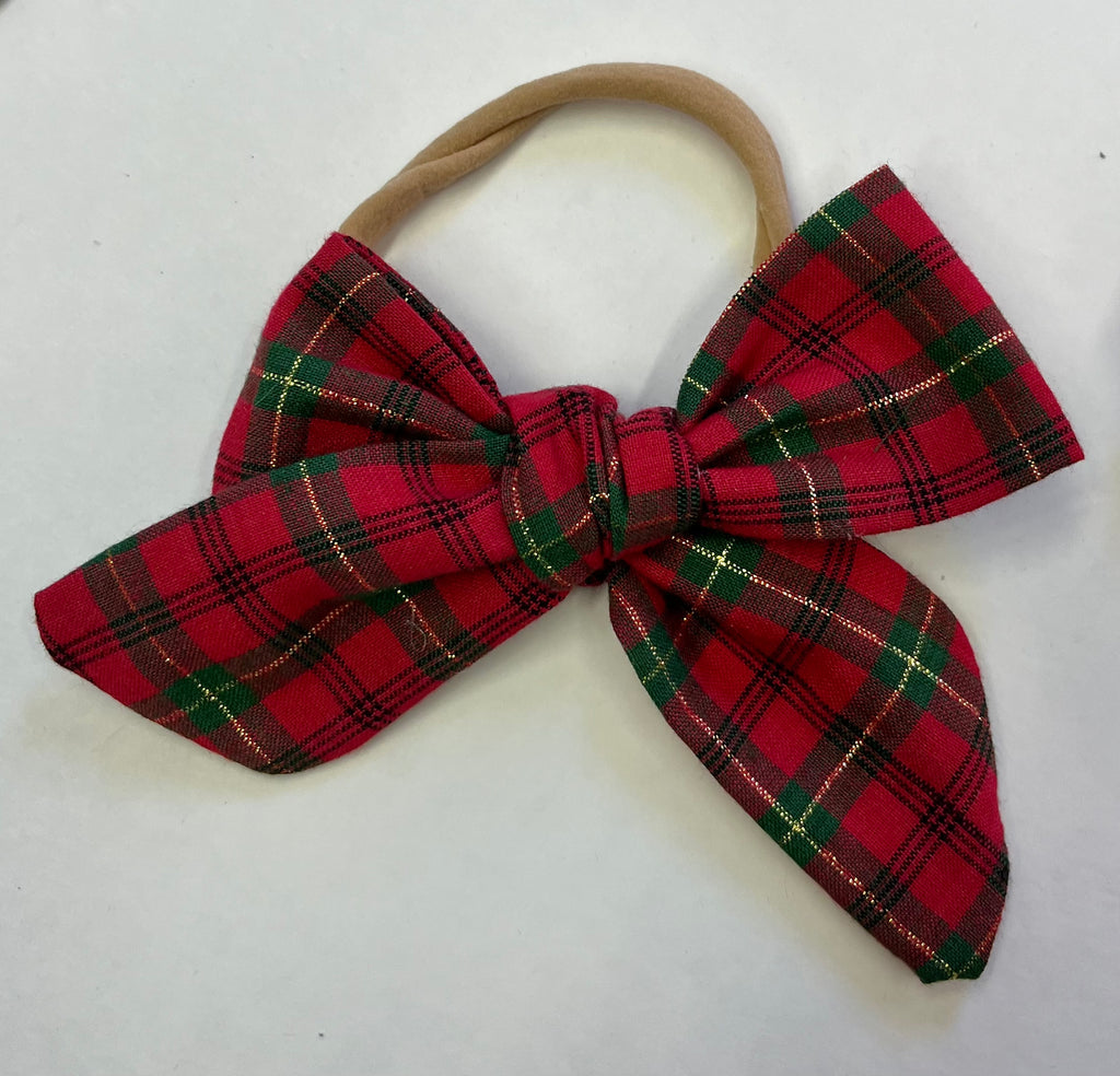 Christmas Plaid Handtied Bow