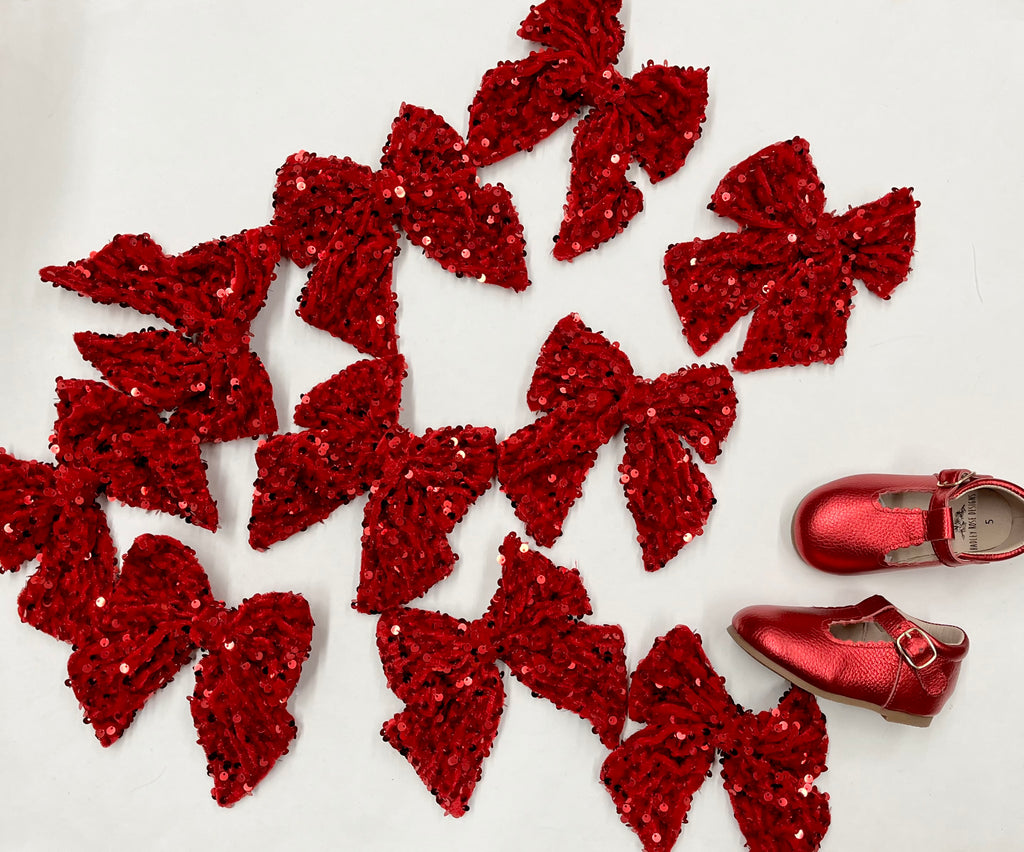 Red Sequin Sailor Bow