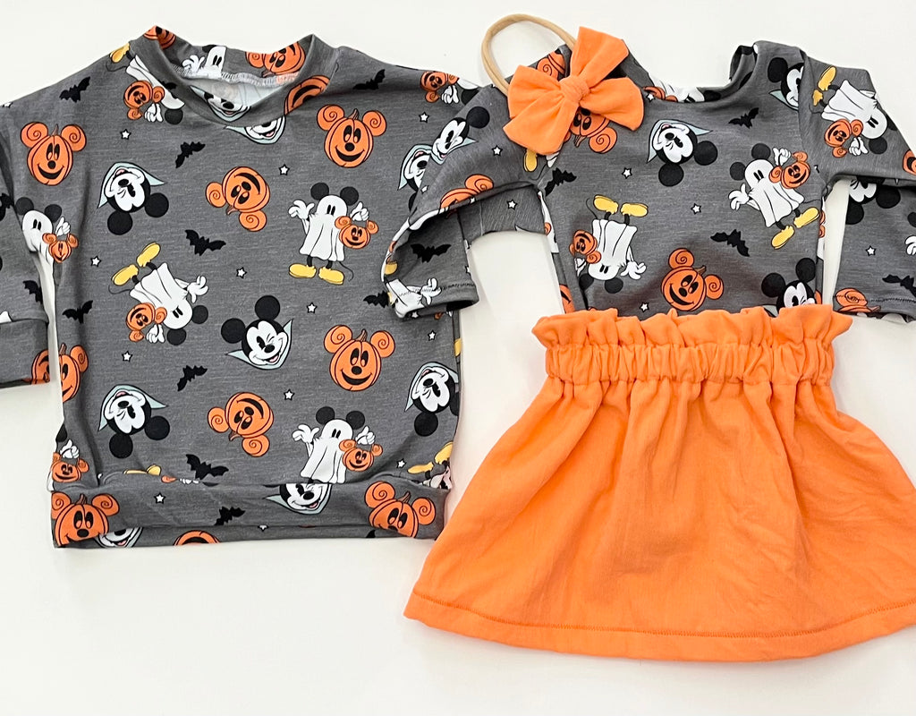 Orange Corduroy Bow (clip or nylon)