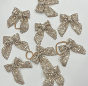 Champagne Sequin Sailor Bow