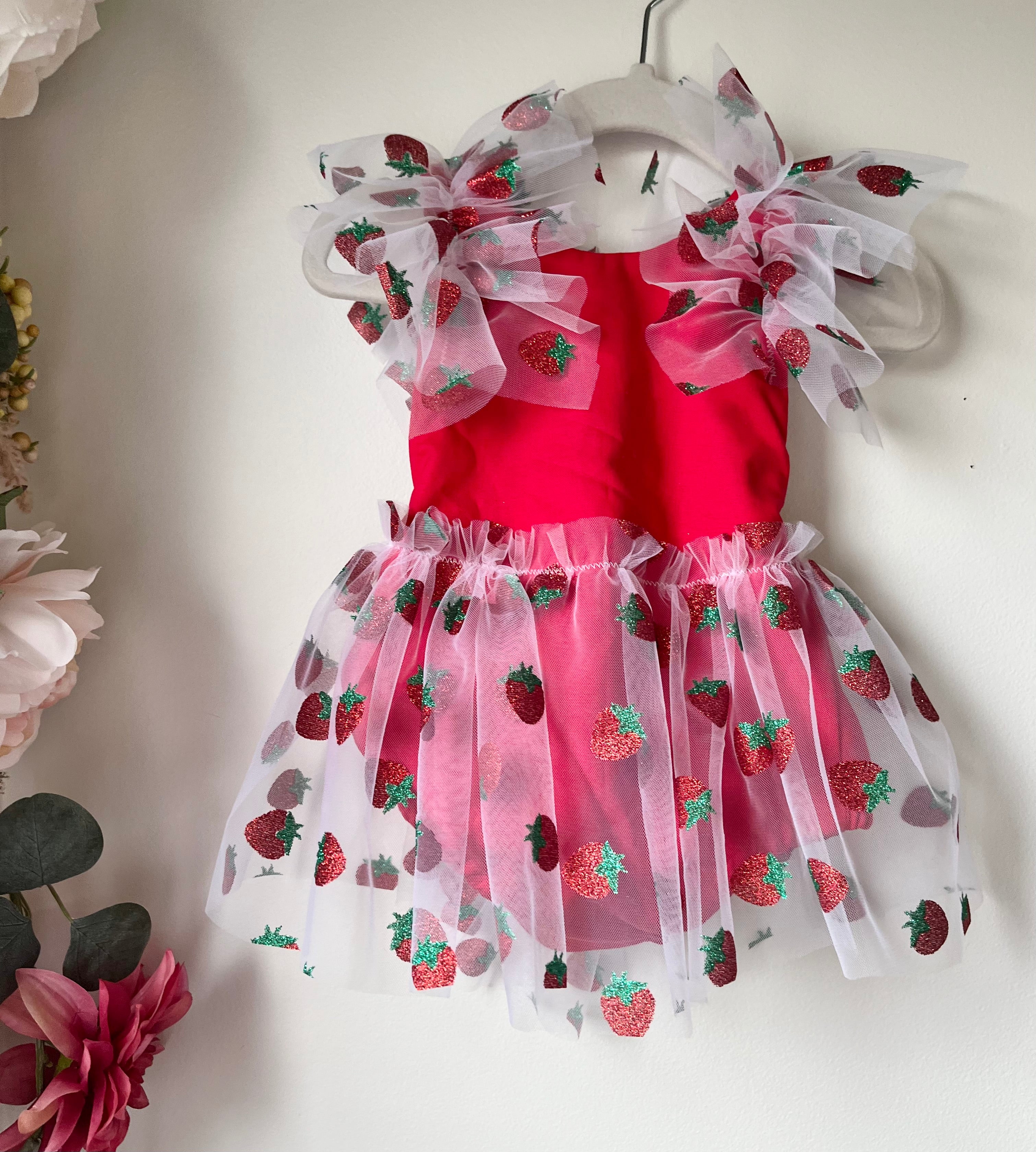 Strawberry Skirted Ruffle Romper