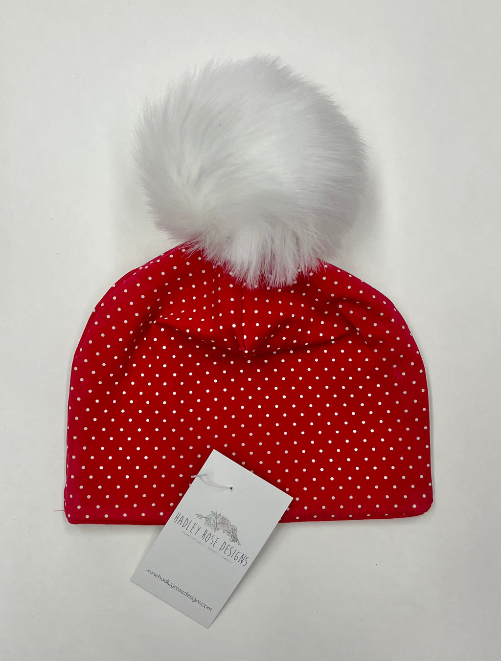 Red Dotted Pom Beanie