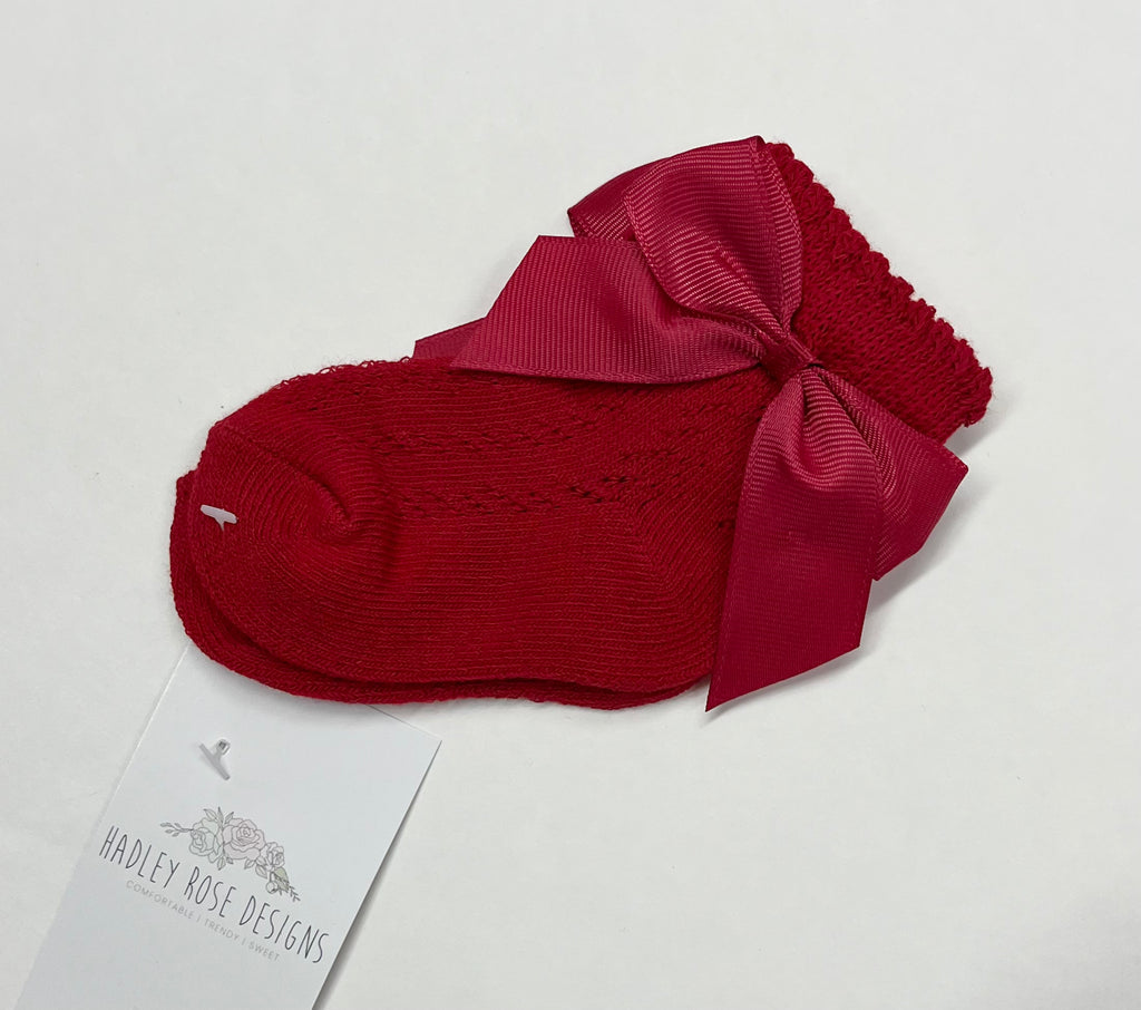 Red Bow Ankle Socks