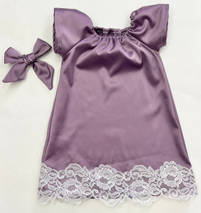 Dusty Lilac Lace Trim Dress