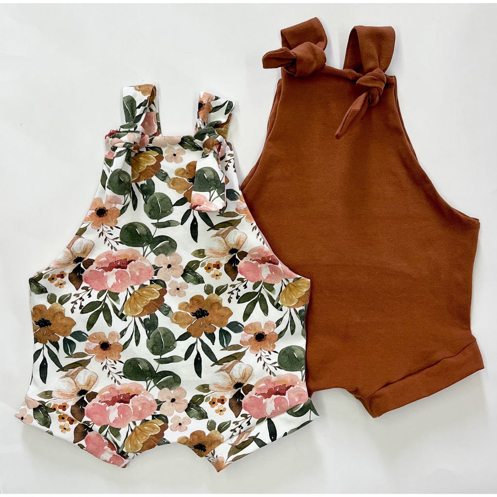 Rust and Floral Shortalls