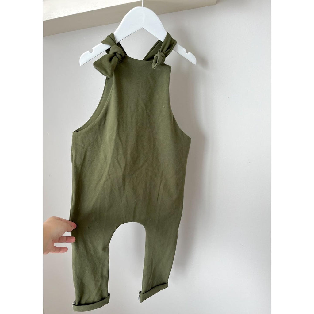 Olive Knotted Pant Romper
