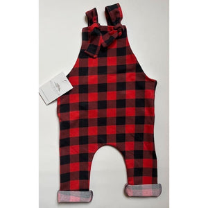 Red Plaid Knotted Pant Romper