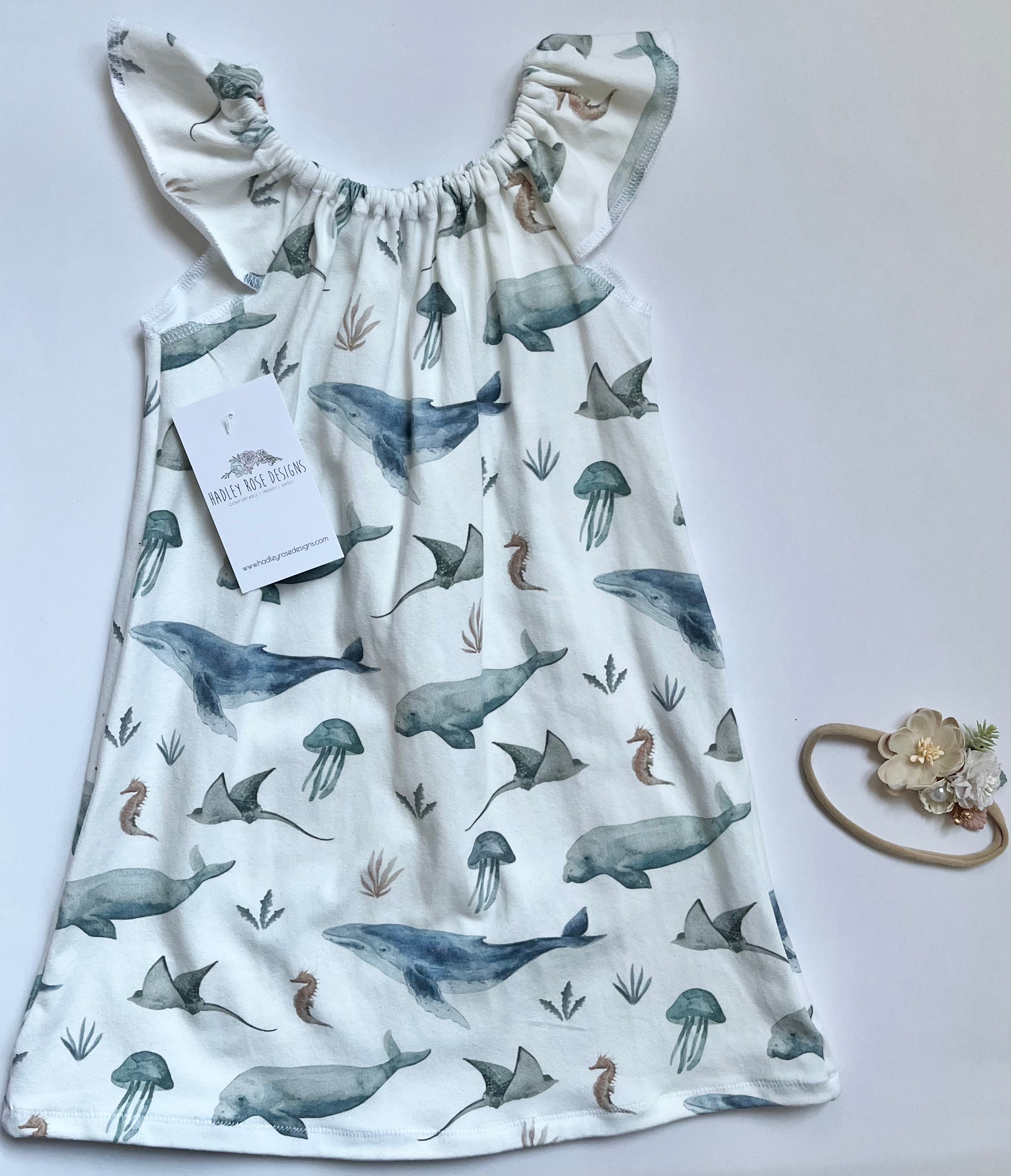 Whale Rufflesleeve Dress
